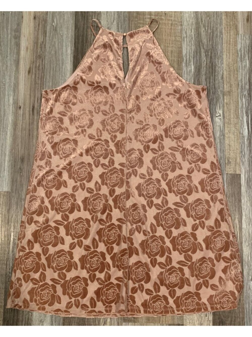 Candies True Mauve Pleated Halter Swing Dress XL Floral Print Keyhole Lined NEW - Picture 14 of 16